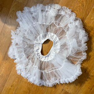White Crinoline Petticoat Tulle One Size 16" Long Full Circle
